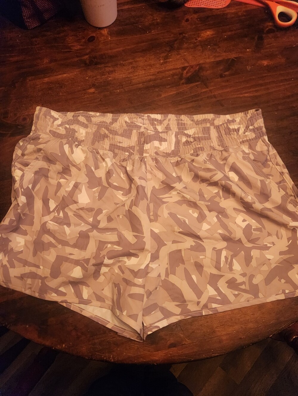 Athletic Works Brown Camo Smocked Waist Athletic Shorts